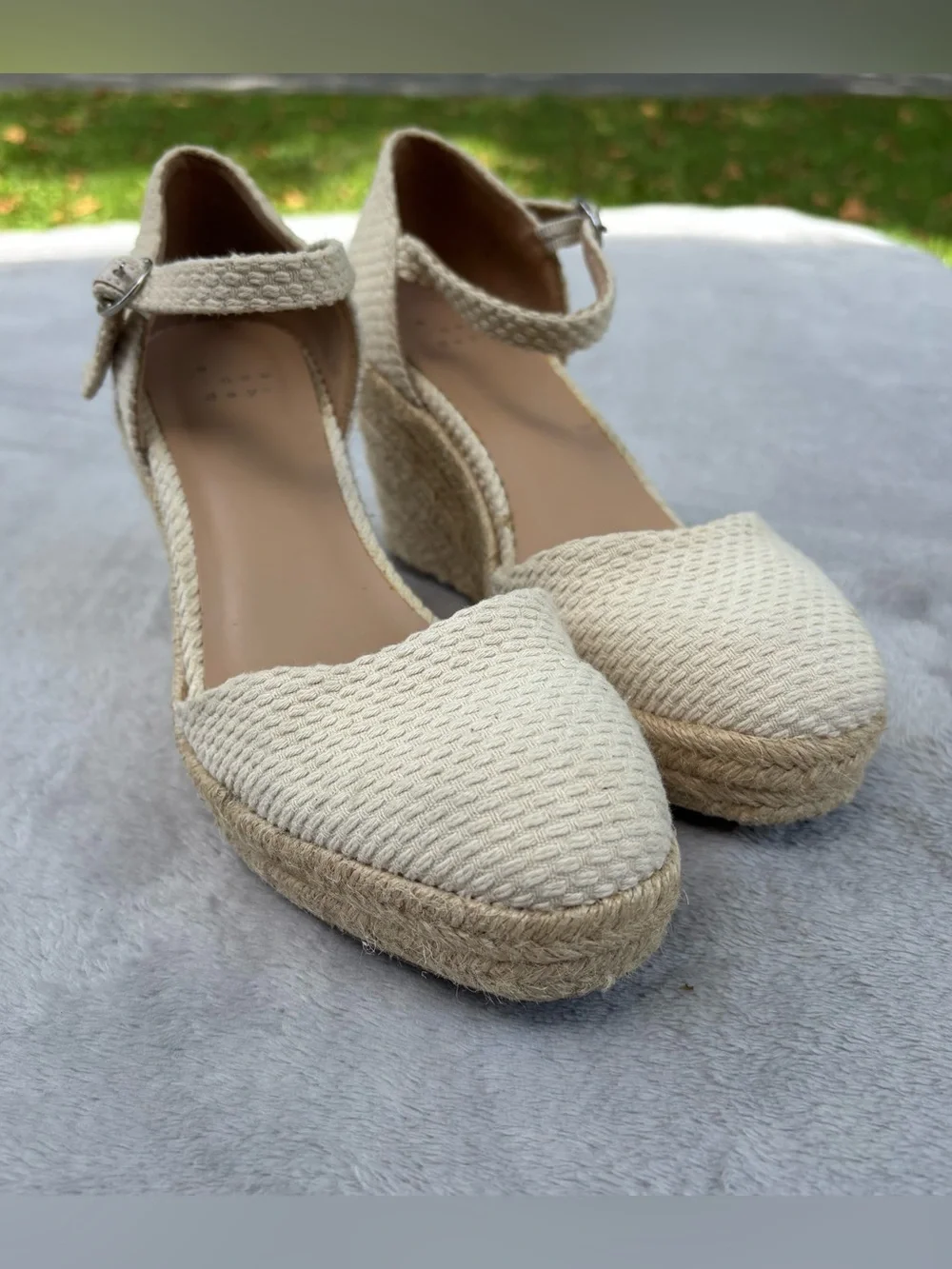 A New Day Women's Olivia Rounded Toe Espadrille Wedge Pumps, Cream Size 7 READ